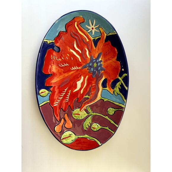 Simon Bull Limited Edition Art Salad Bowl Poppy‎ Flower Van Group Collectible - Picture 6 of 12